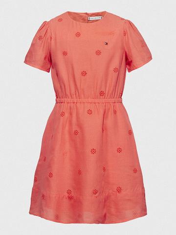 Lány Tommy Hilfiger Embroidered Dresses Narancssárga | HU 1738PJJ